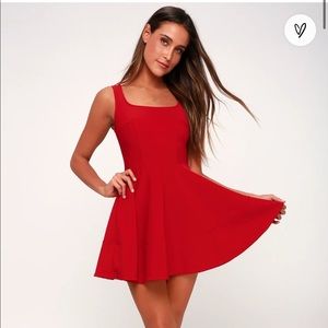 Lulu’s “Home Before Daylight Red Dress”